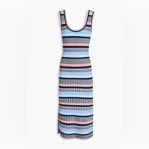 Veronica Beard Fabiana striped ribbed knit midi dress size M small flaw